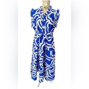 Blue and White Patterned Dress